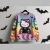 2025 Halloween Autumn Hello Kitty Print Women's Sweatshirt Sporty Casual Style With Plus Size Streetwear Trendy Hip-Hop Style