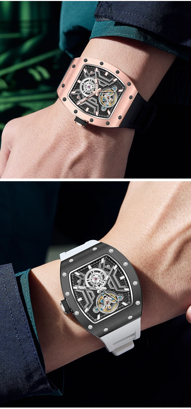 Herren- und Damenuhr 919028 Daniel Gorman Skelett-Automatikuhr Tonneau Mechanische Armbanduhr Sci-Fi-Design Reloj Hombre 2027 – Detail 5