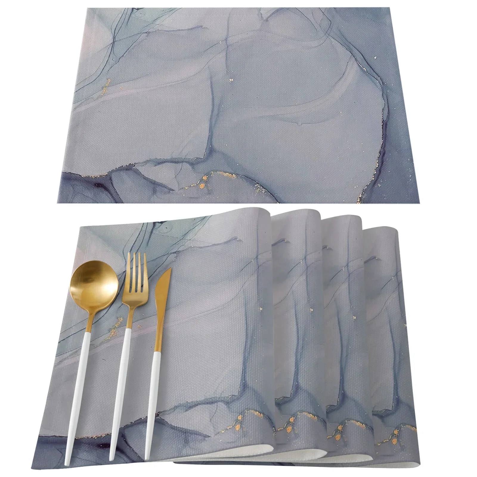 thumbnail image 1 of 1 mantel individual con diseño de mármol para mesa de comedor, accesorios de cocina, decoración moderna para el hogar, manteles de lino, posavasos, 1 of 5