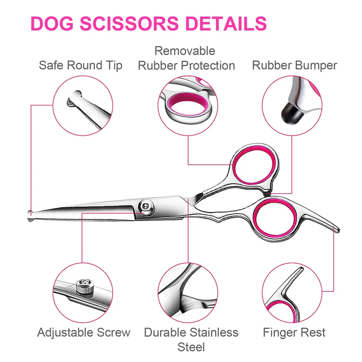 Dog Grooming Scissors 4pcs with Safety Round Tip Stainless Steel Set for Precise Trimming and Shaping Ideal for All Breeds
