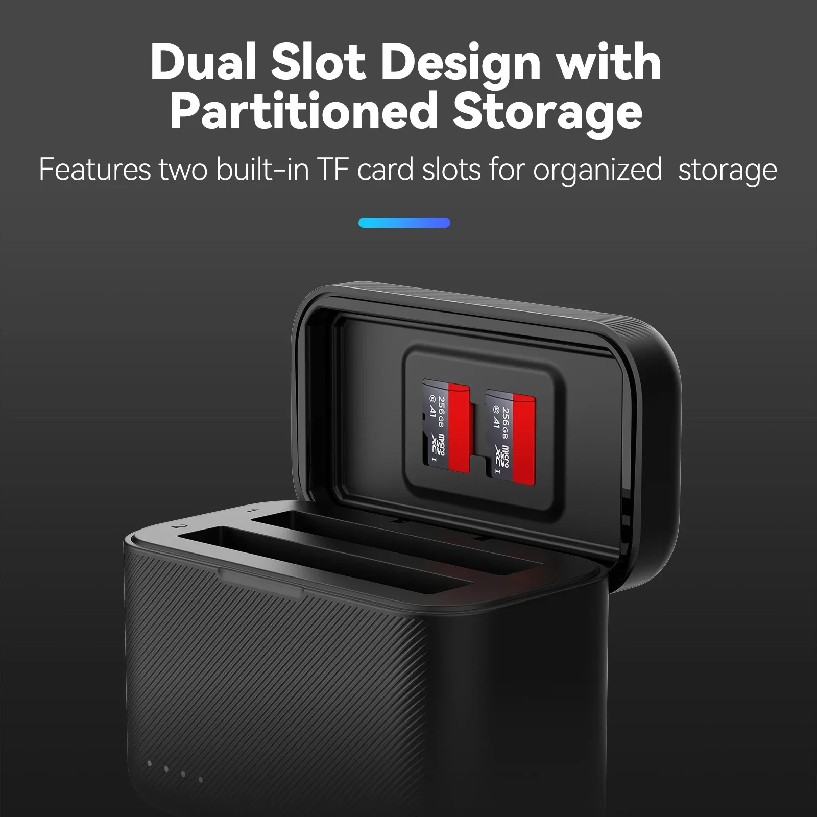 TELESIN Portable Charging Case for Insta360 X4 Accessories Dual Slot Smart Charger with TF Cards Storage Insta 360 X4 Accessorie 3