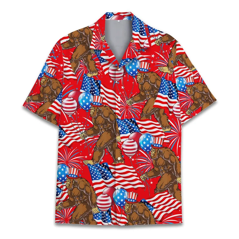 Cool 3d Print Monkey Orangutan Hawaiian Shirt For Men Summer Holiday Shirts Button Short Sleeve Street Beach Surf Aloha Shirt 2