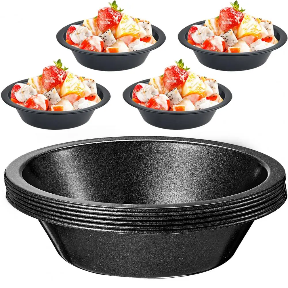 6Pcs 5-inch Mini Pie Pan，Carbon Steel，Dishwasher Oven Safe，Round Baking Dessert Cake Tart Dish Plate，Baking Pan，Kitchen Supplies