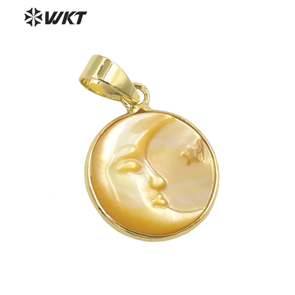 WT-JP299 WKT Party Natural Shell Pendant Moon Shape Face Star Tricolor Shell Pendant Ladies Necklace Earring Making Gift