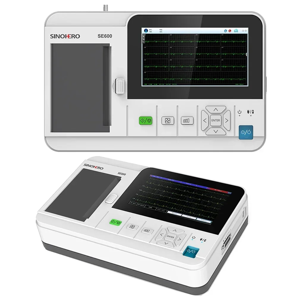 SE600 6 Channel 12 Lead ECG Machine Touch Screen Digital Electrokardiograph Cardiology EKG Monitor Software Printer