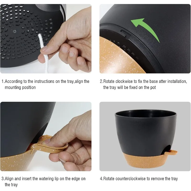 Large Self Watering Pots, 12/10/9 Plastic Planters with High Drainage Holes and Deep Reservoir 4