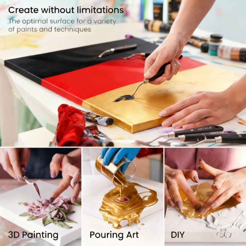 Tela intelaiata in legno robusto, pronta per pittura, senza acidi, pre-trattata per acrilico e olio, misure assortite - immagine 3