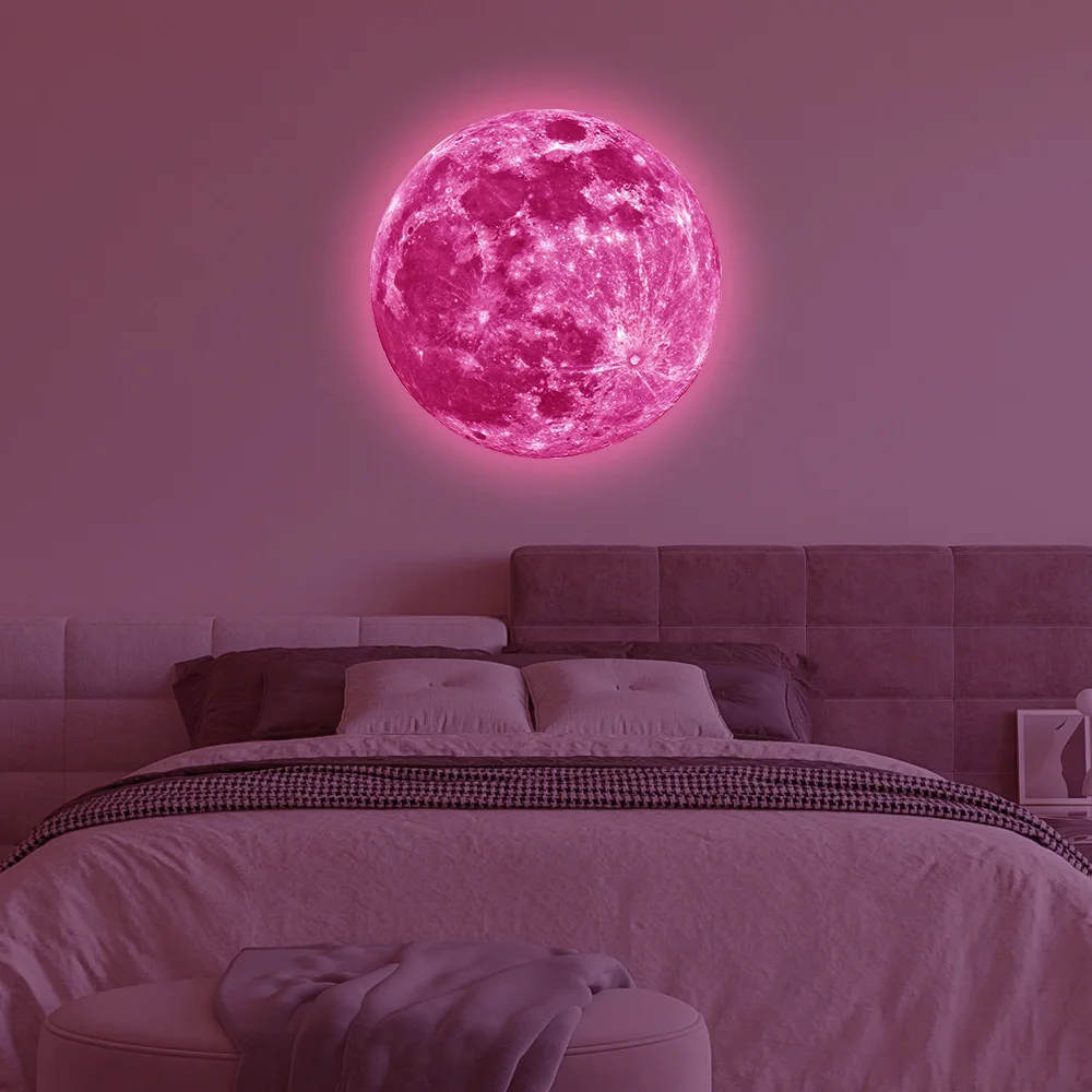 3D Luminous Moon Wall Sticker Wall Adhesive Wallpaper Earth Wallpaper Ornament Aesthetic Room Decor Kids Room Decals Wall Decor