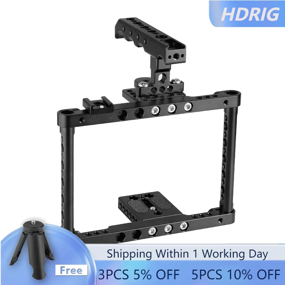 Hdrig Cage Camera Rig Full Frame Con Top Formaggio Manico Doppio Shoe Mount Per Canon 70D 80D D3200 Gh5/Gh4