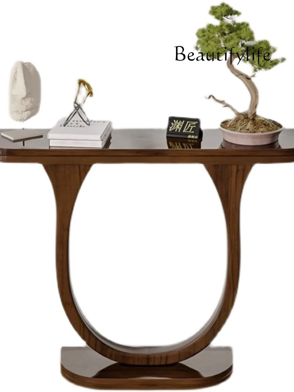 

Новый стол из массива дерева в китайском стиле с полосками, высококлассный стол, входной шкаф, очень узкий полукруглый Американский стол
