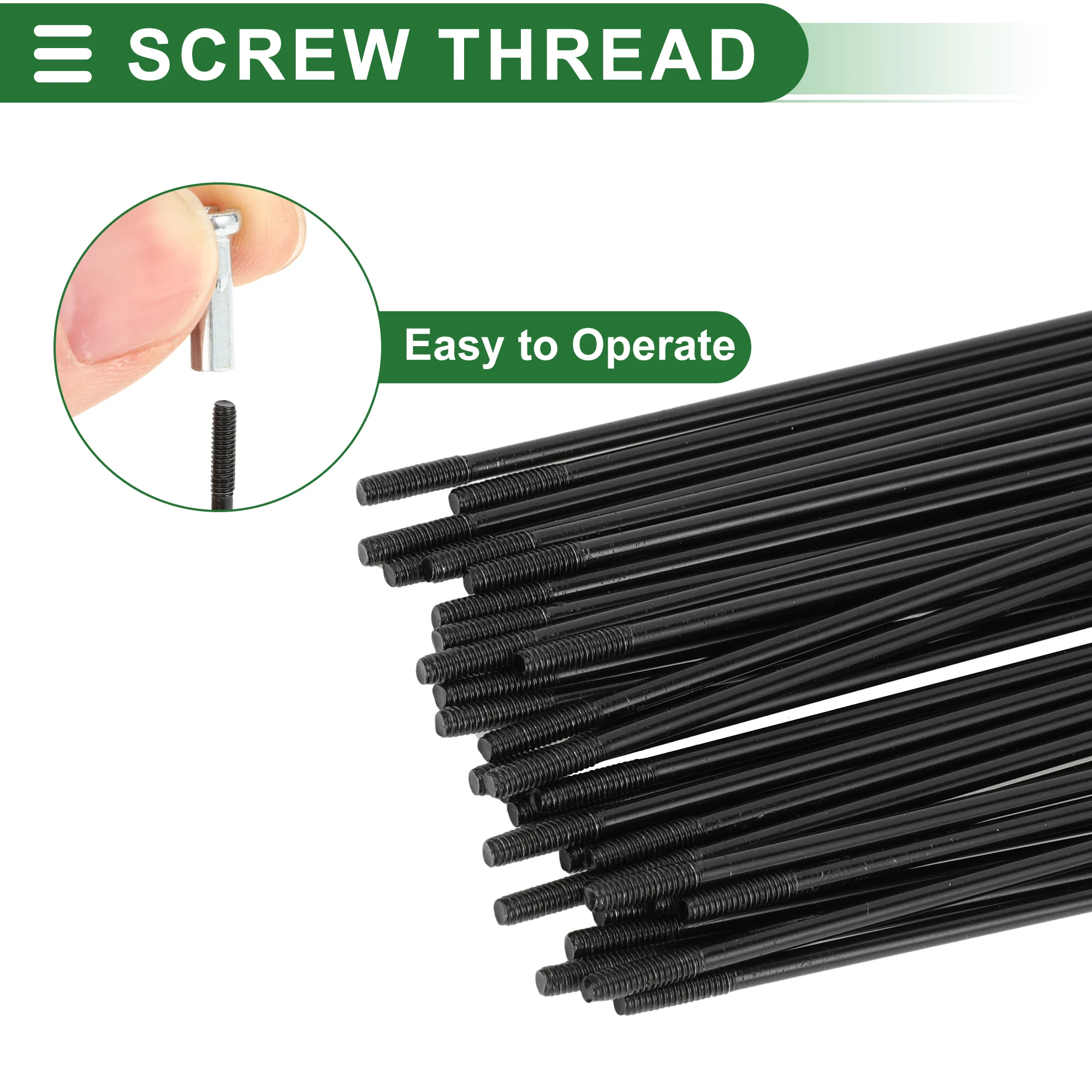 Bicycle Spokes 36pcs 14G 125mm 135mm 138mm 171mm 177mm 185mm 202mm 205mm 209mm Carbon Steel Black X autohaux