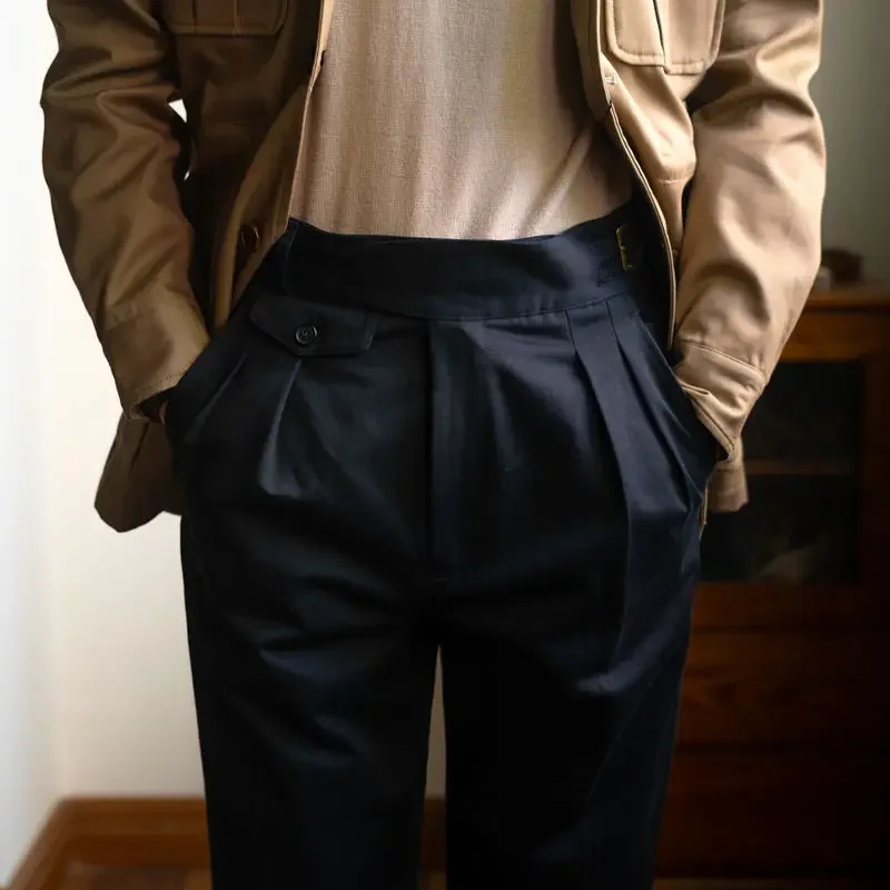 Men Spring Summer Cotton Trousers Retro Loose Straight Business Casual Pants men pants,business pants