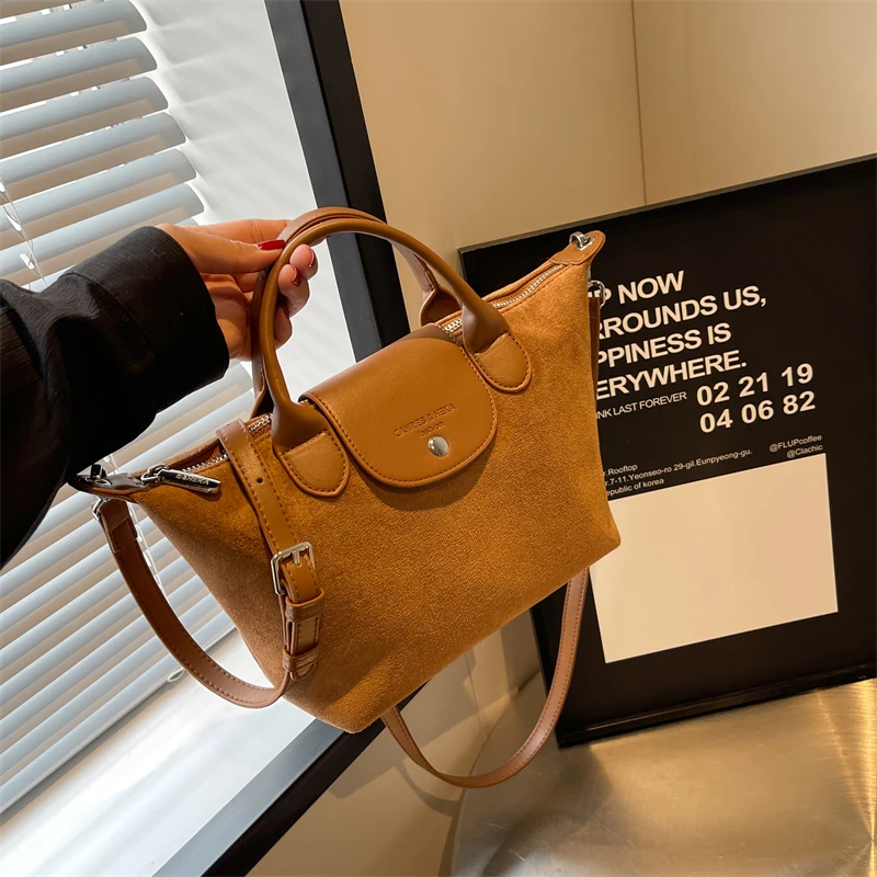 

Suede Zipper Women's Shoulder Bags Retro Sewing Thread Ladies Crossbody Bags on Sale 2024 Free Shipping Bolsas Femininas