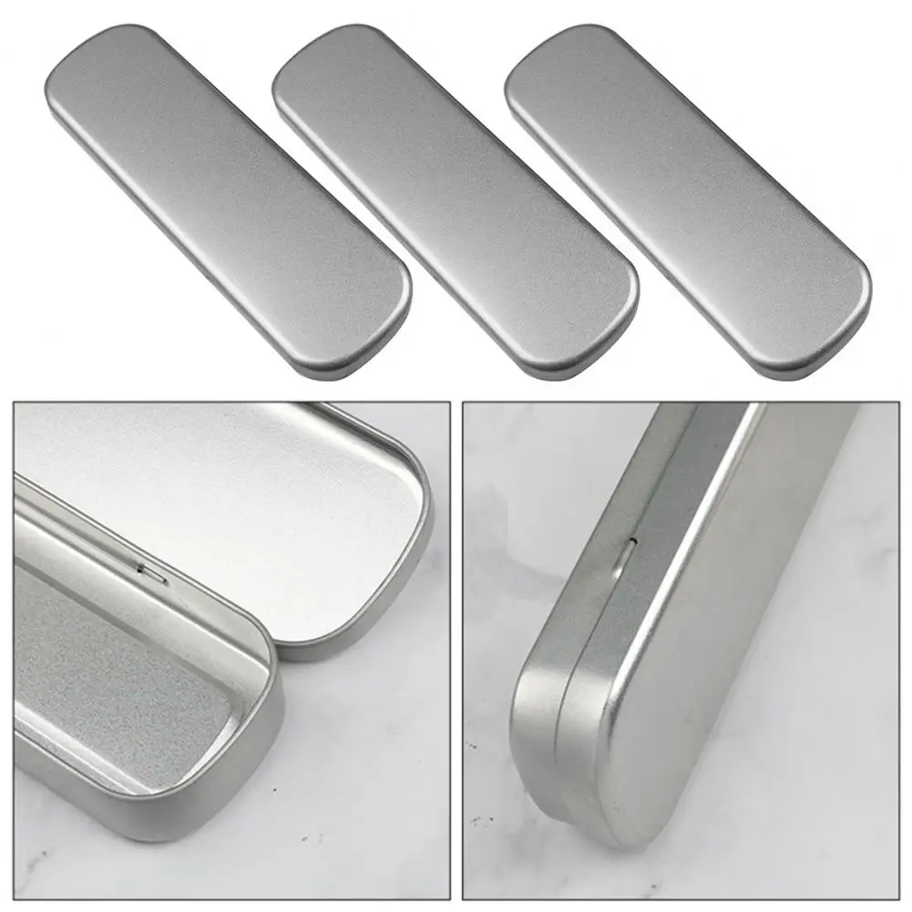 Rectangular Durable Tin Box Metal Hinged Storage Box Stationery Pen Pencil Makeup Brushes Cases Container Home Organizer pencil cases stationery box