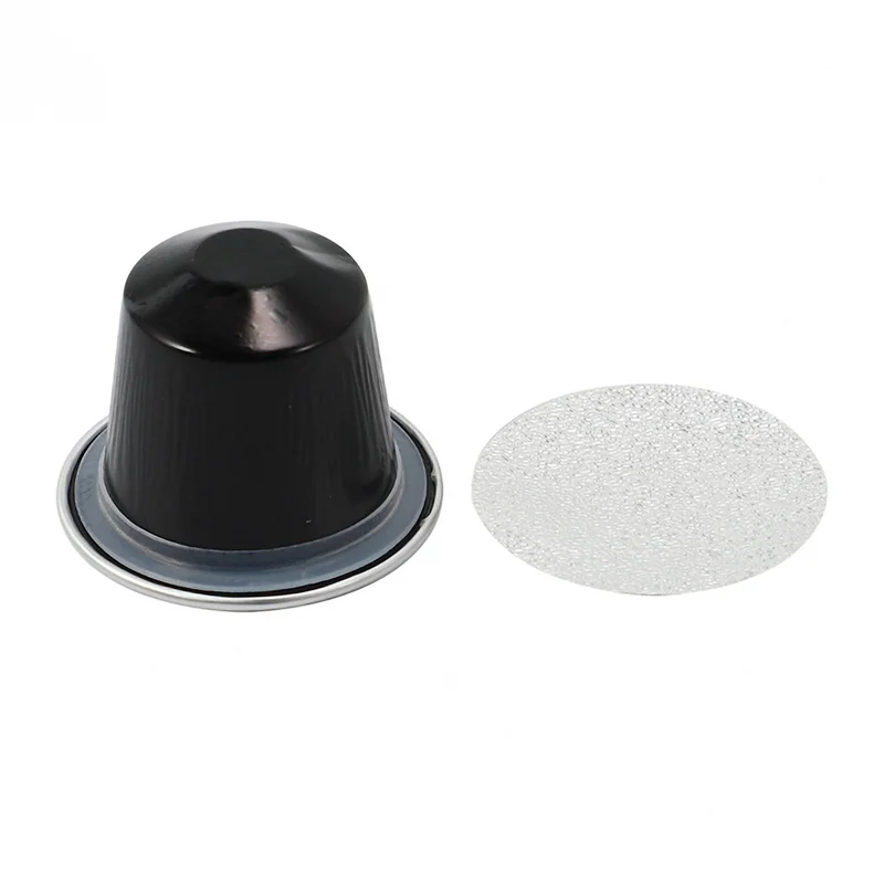 A63M-300Sets Refillable Coffee Capsules Cup Disposable Coffee Capsules Packaging Cafe Supplies For Nespresso Black