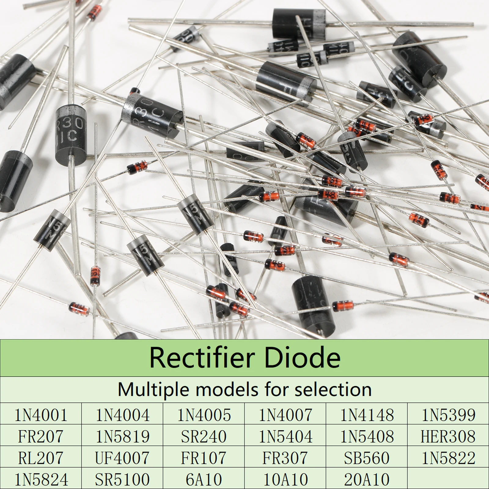 10-50pcs High Quality Rectifier Diode 1N4007 1N4001 1N5408 1N5819 1N5822 FR107 SR240 SR5100 RL207 UF4007 6A10 10A10 20A10