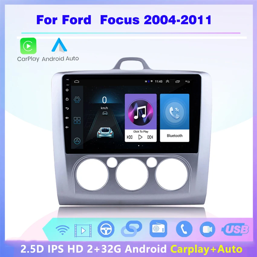 Автомагнитола 2DIN android стерео медиаплеер беспроводной Carplay авто GPS BT Wi-Fi без DVD для