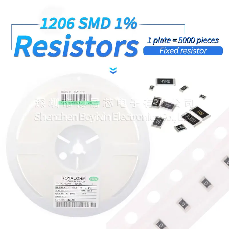 5000Pcs 1206 1% high precision chip esistors 1R 2R 3R 4R 5.6R 10R 20R 30R 40R 56R 68R 82R 0.1R 100R 220R 470R 1K 10K 20K 33K 82K 50pcs smd 1206 chip resistor 5% high precision chip 0 25w fixed resistance 0 18r 0 2r 0 22rω ohm printing r180 r200 r220