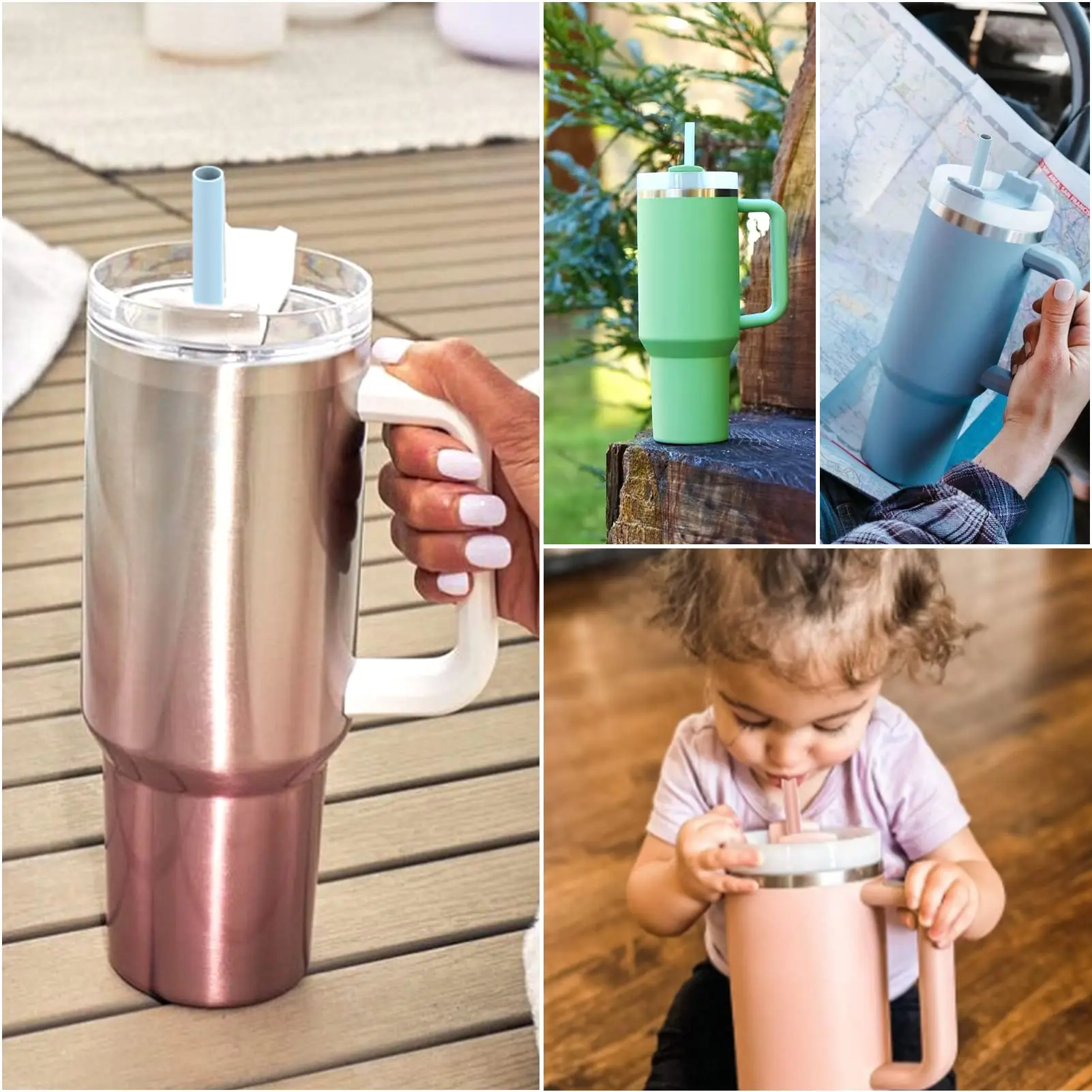 Kids & Toddler Glass Cups with Silicone Sleeves & Straws (4pack