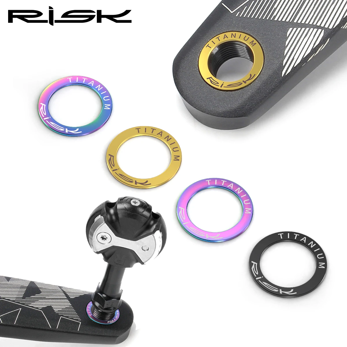 2 Rondelle Distanziali In Titanio Per Pedali Bici – RISK – Multicolore