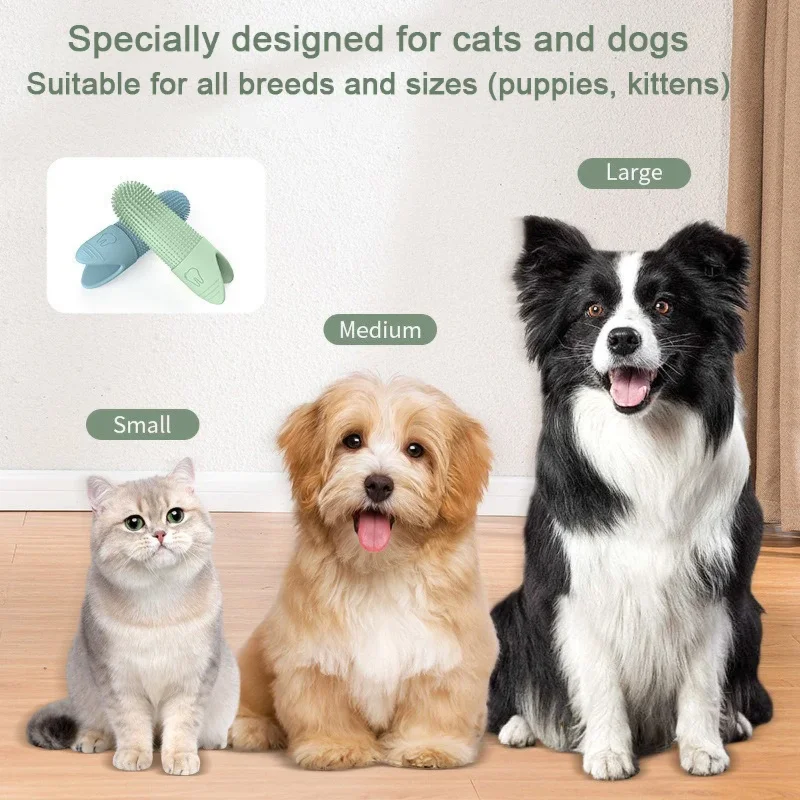 1Pcs Dog Tooth Cleaning Brush Double Sided Cat Toothbrush Whitening Dog Cat Silicone Soft for Puppy Doggie &Kitten Dental Care