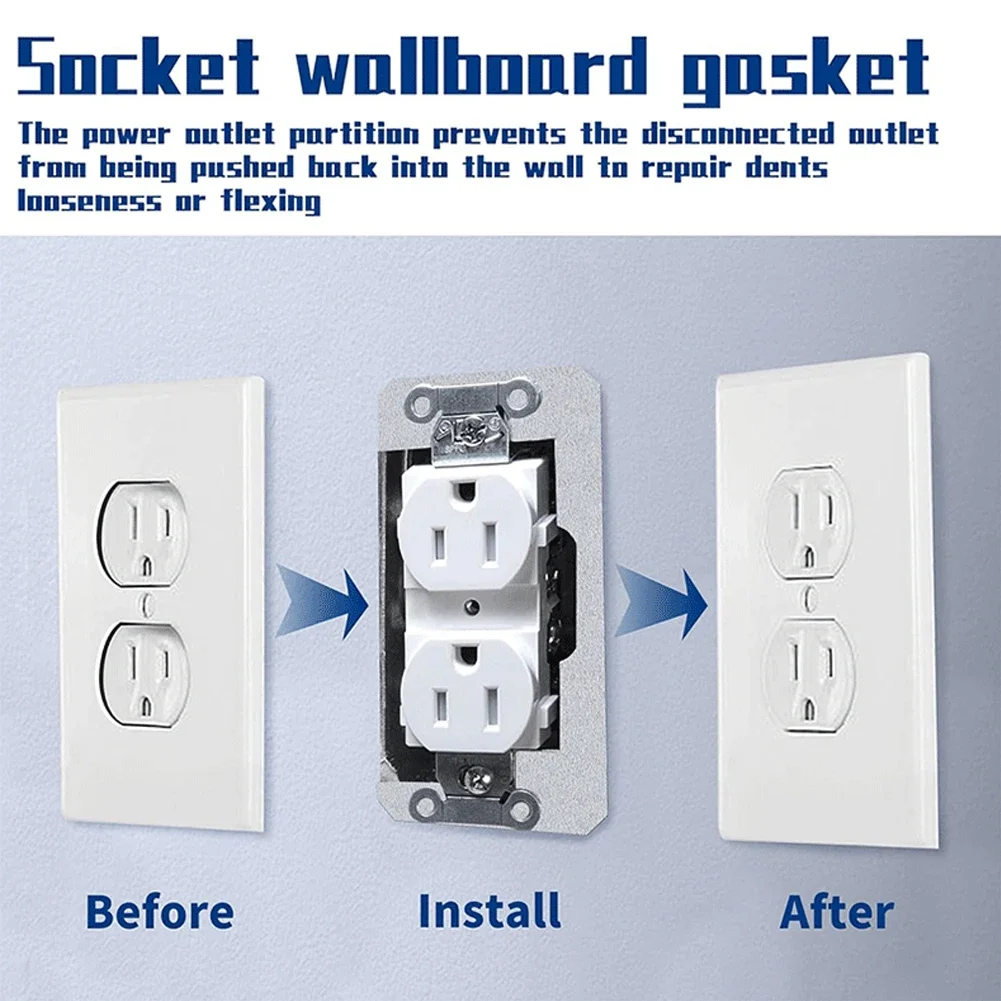 10/20pcs Metal Wall Panel Gasket Fixing Power Fit Device Leveling Plates Receptacle Outlet Repair Fixed For Bedrooms Living Room 6