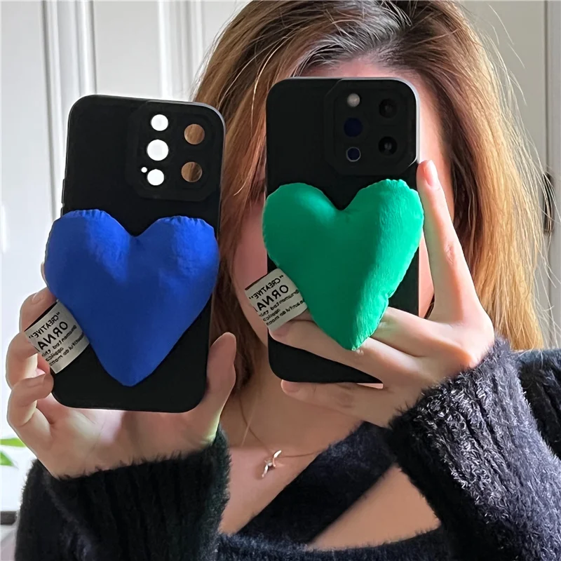Мягкий чехол с сердечком для iPhone совместим моделями 13 12 7 8 plus 11 Pro max XR x XS Max |