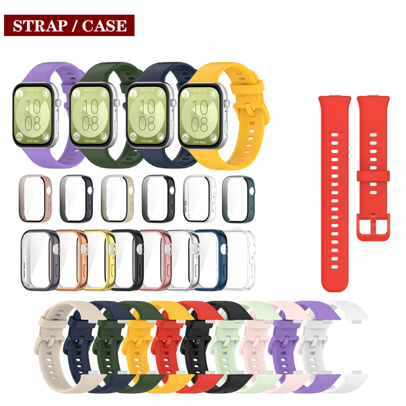 Premium Silicone Band with Tempered Glass Screen Protector & Plating Cover Case