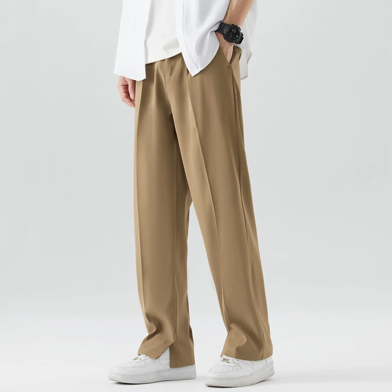Wide Leg Sweatpants Wide Leg Pants Casual Suit Pants Light&Thin Korean Men's Pants Straight Loose Semi-Wide Sweatpants Soft Wide Leg Long Baggy Trousers