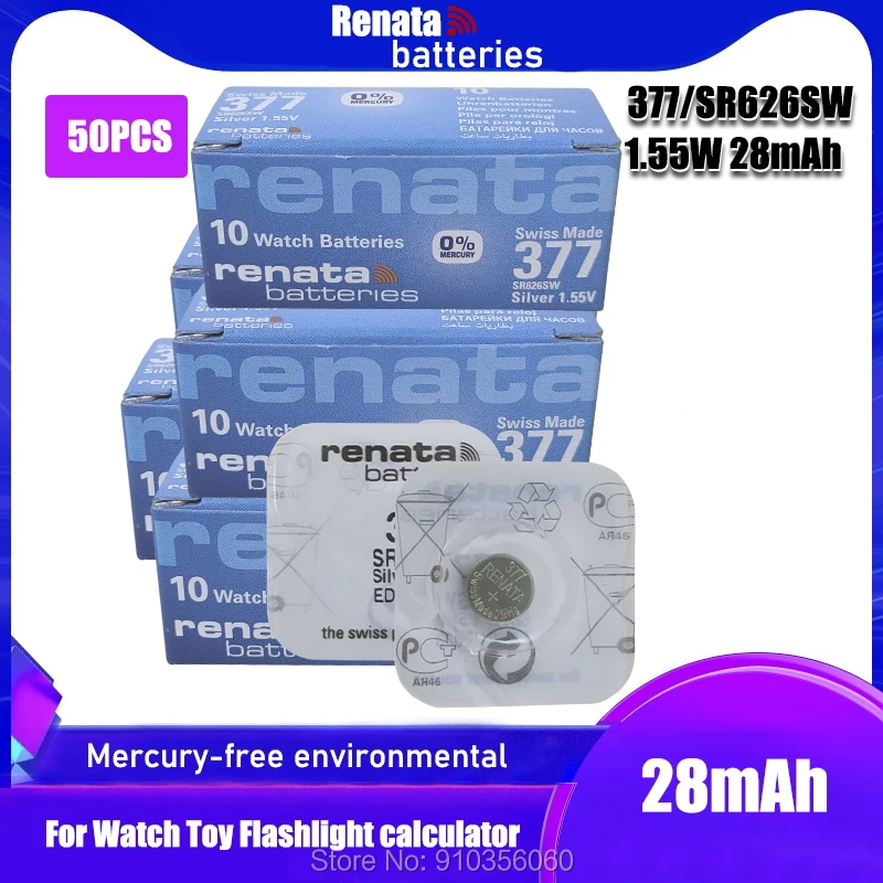 Batterie Orologio Batterie 377/376 SR626SW Renata - Confezione Da - Foto 12