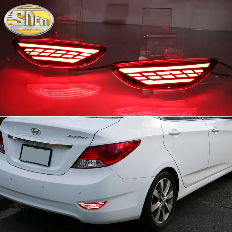 3-in-1 Functions LED Reflector Lamp Rear Fog Lamp Bumper Brake Light Turn Signal For Hyundai Accent Sedan 2012 - 2016 Solaris