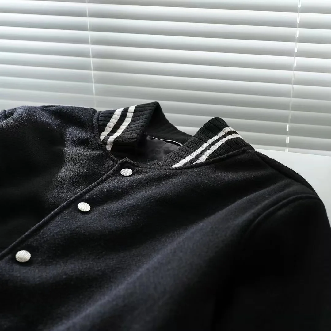 Baseball Uniform Luxury Genuine Leather Jacket Wool Coat Same Style For Men And Women Short Jacket Fashion Couple 4