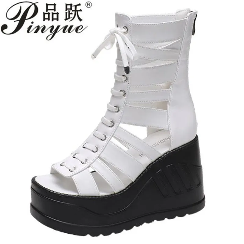 

Women Wedges Sandals High Heels Gothic Punk Summer Platform Shoes Comfort Strappy Zip Buckle Fashion Casual Shoes 43
