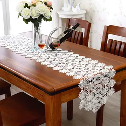 Proud Rose White Lace Table Runner Table Cloth Fashion Hollow Out Lace Placemat Table Flag Wedding Decoration