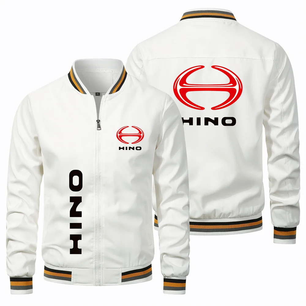 HINO Printed Jacket Spring and Autumn Men's New Baseball Jacket Round Neck Threaded Closure Top Coat Men's Oversized S-4XL