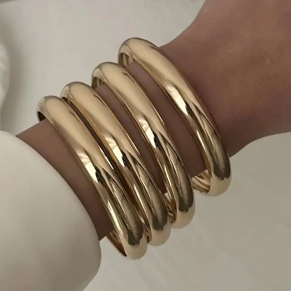 DIEZI One Set Simple Multilayer Bangle Bracelet Fashion Punk Gold
