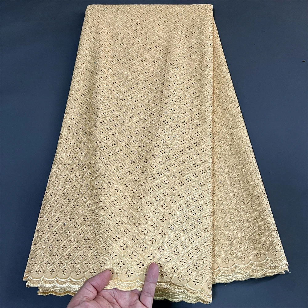 

2023High Quality African Nigerian Tulle Lace Fabric For Sewing Wedding Party Gown Dress Embroidered Cotton Damask 5Yard