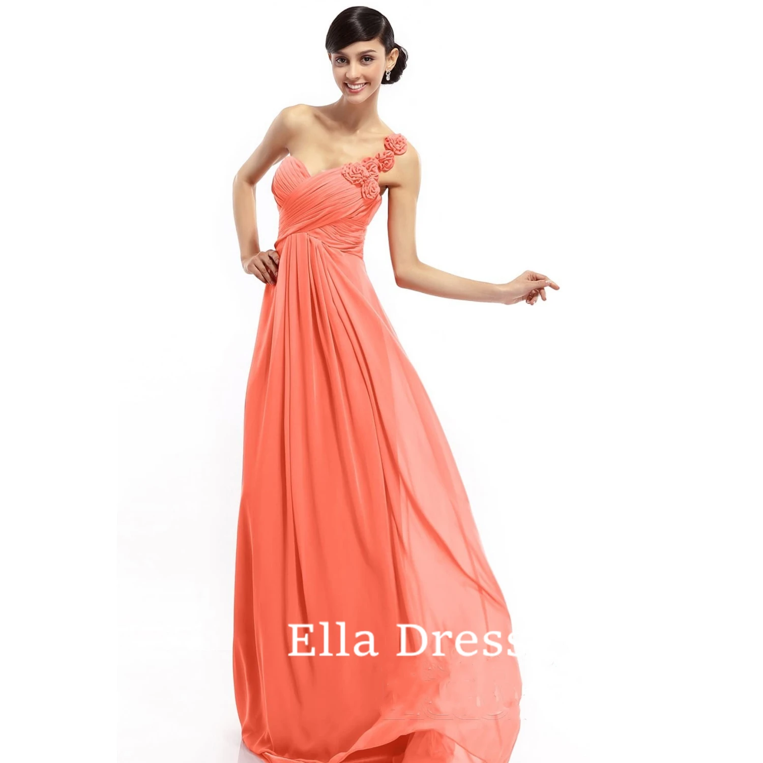 

Женское шифоновое платье-трапеция Ella, оранжевое вечернее платье с открытыми плечами и открытой спиной, с цветочным принтом в стиле Саудовской Аравии, праздничные платья, женские бальные платья