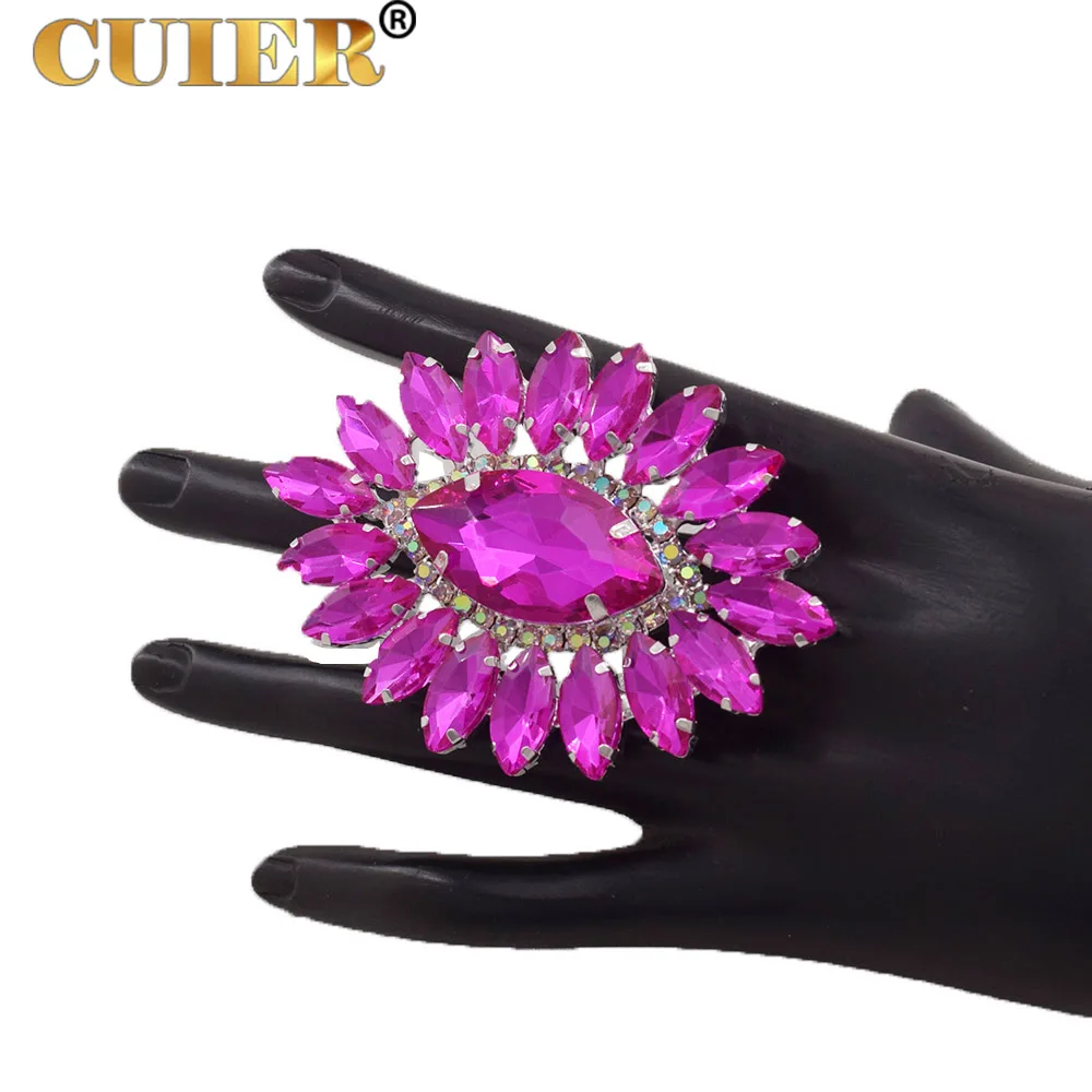 Women Adjustable Ring 5.2*7.3cm Oval Big wedding jewelry crystal rhinestones women adjustable ring