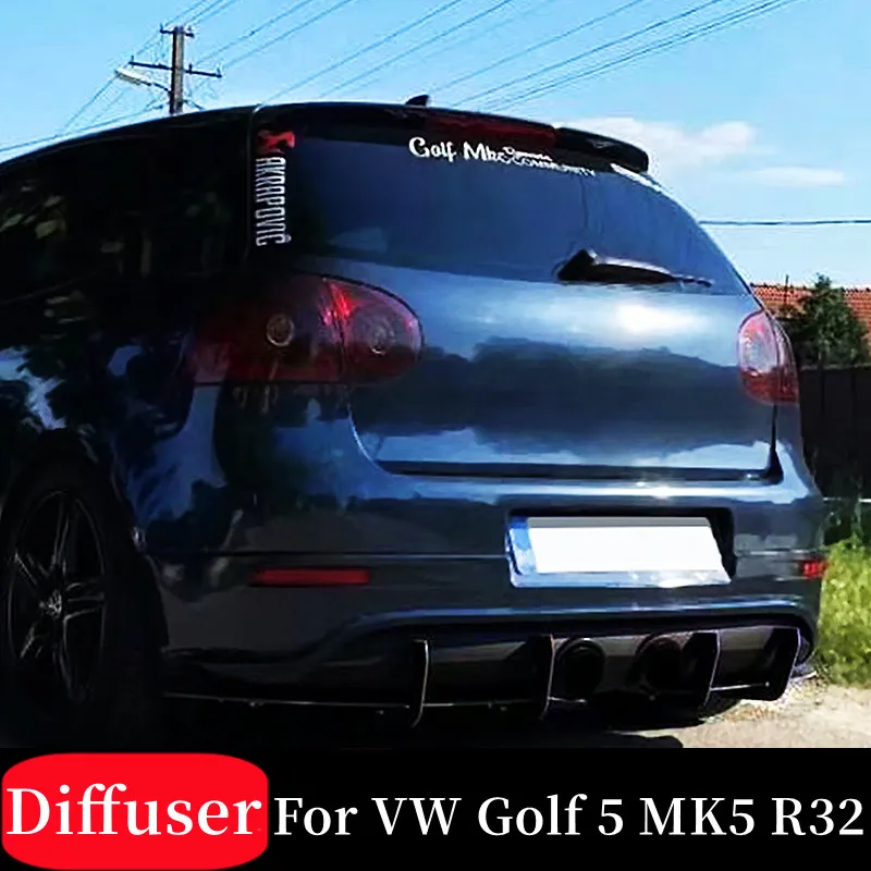 

For Volkswagen VW Golf 5 MK5 R32 2006 07 08 09 Rear Bumper Lip Diffuser Splitter BodyKit Glossy Black Car Tuning Accessories