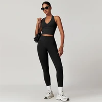 2 Pieces Women Yoga Set Workout Sportswear Gym Clothing Fitness Short Sleeve Crop Top High Waist Leggings Sport Suits - Image 4