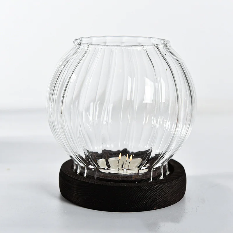 Transparent Round Glass Candlestick