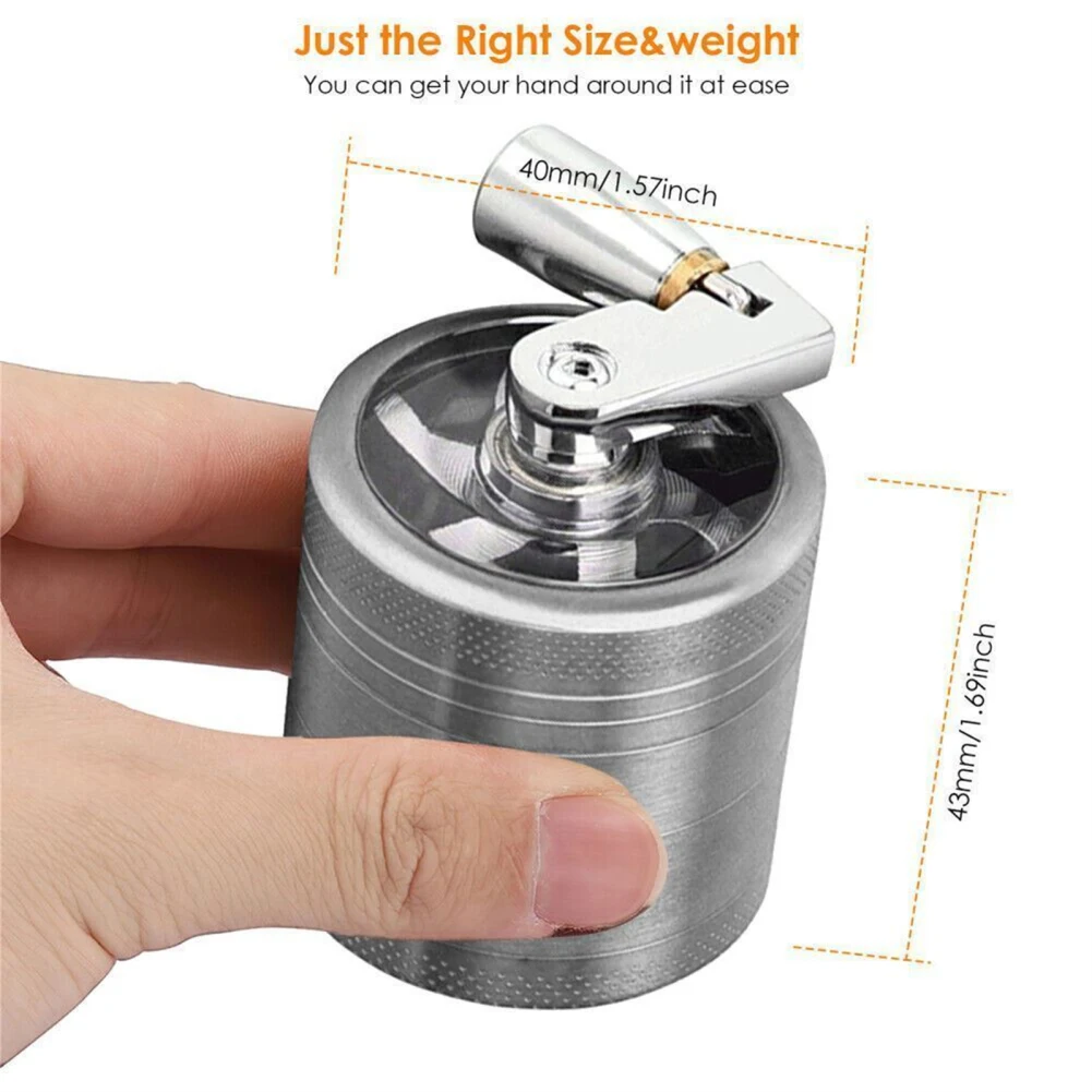 40mm 4 Layers Hand Muller Herb Tobacco Spice Herbal Metal Crusher Portable Grinder With Handle herb grinder nut spice grinder herb spice grinder