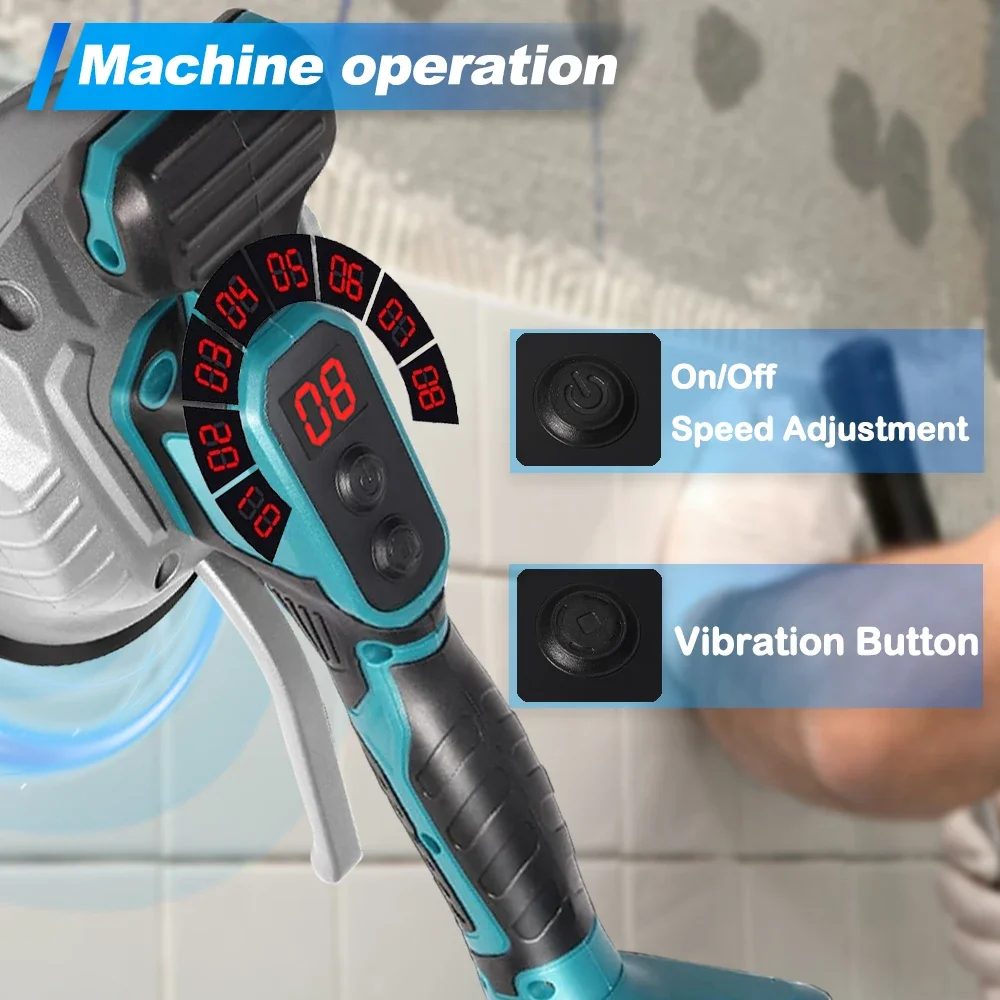 Cordless 21v Tiling Machine 8 Gear Tiles Vibrator Suction Cup Automatic Floor Leveling Power Tool Makita 18V Battery Tiling Machine