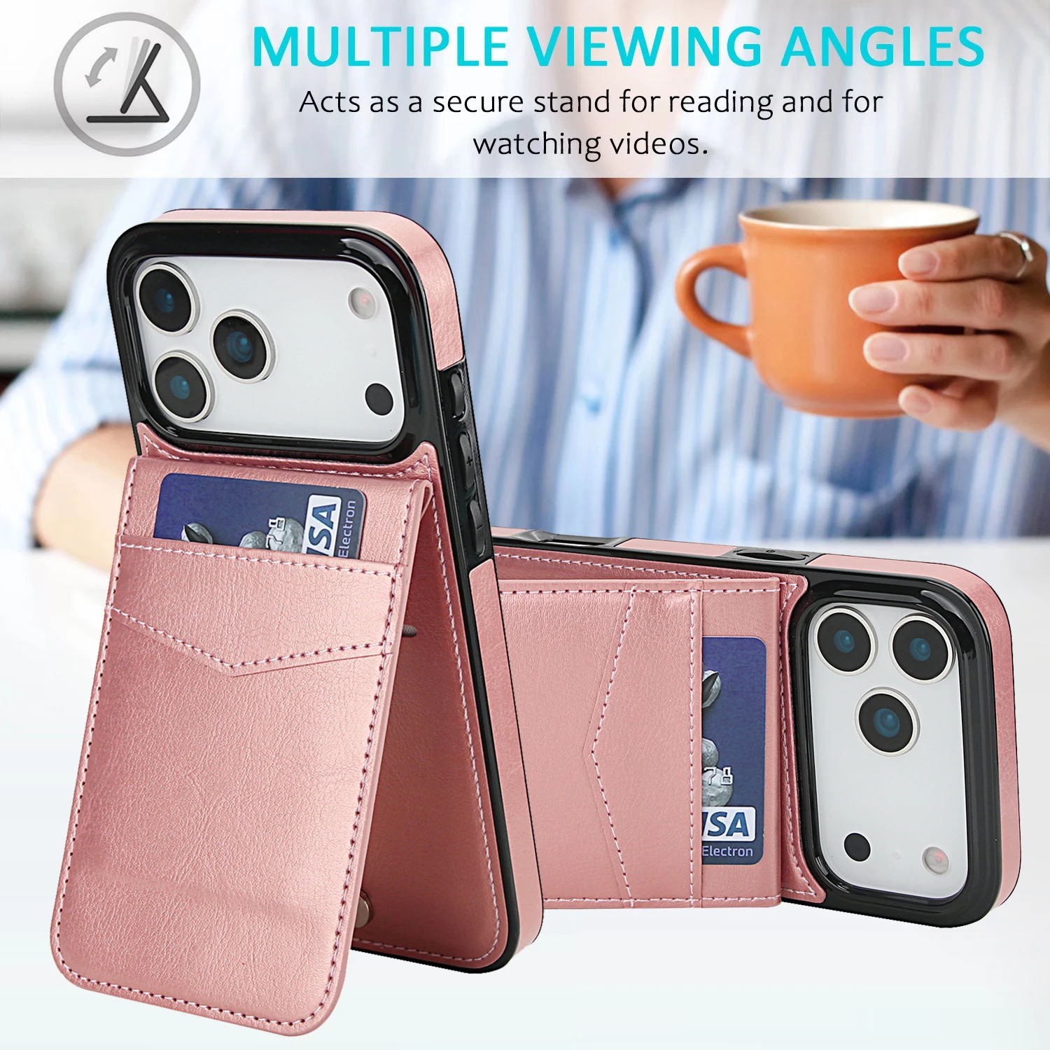 Elegant Leather Flip Wallet Case with Card Holder - Premium Business Cover