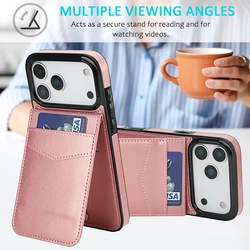 Elegant Leather Flip Wallet Case with Card Holder - Premium Business Cover - iPhone 7 8 SE2 SE3 (Rose gold)