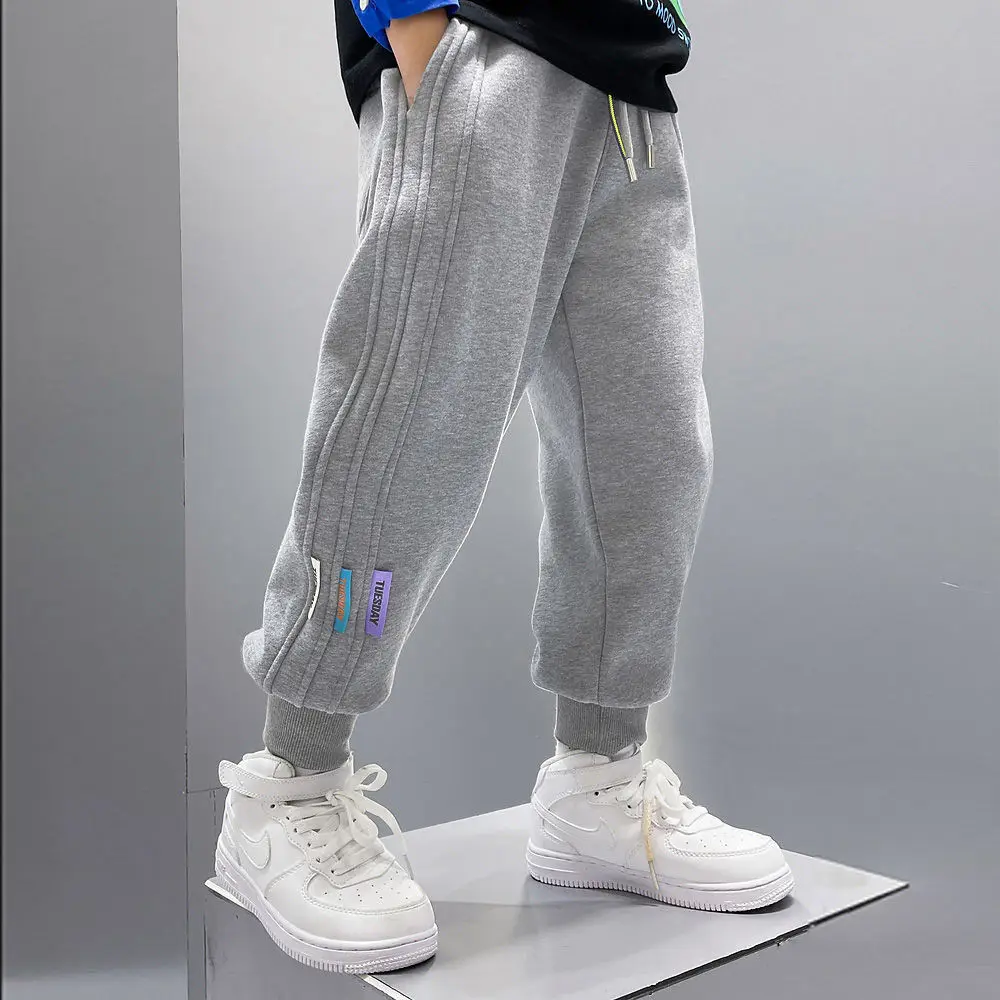 Spring Autumn Kids Teenage Boys Casual School Sport Pants Fleece Trousers Jogger Pant For Children Loose Sweatpant Boys Clothes