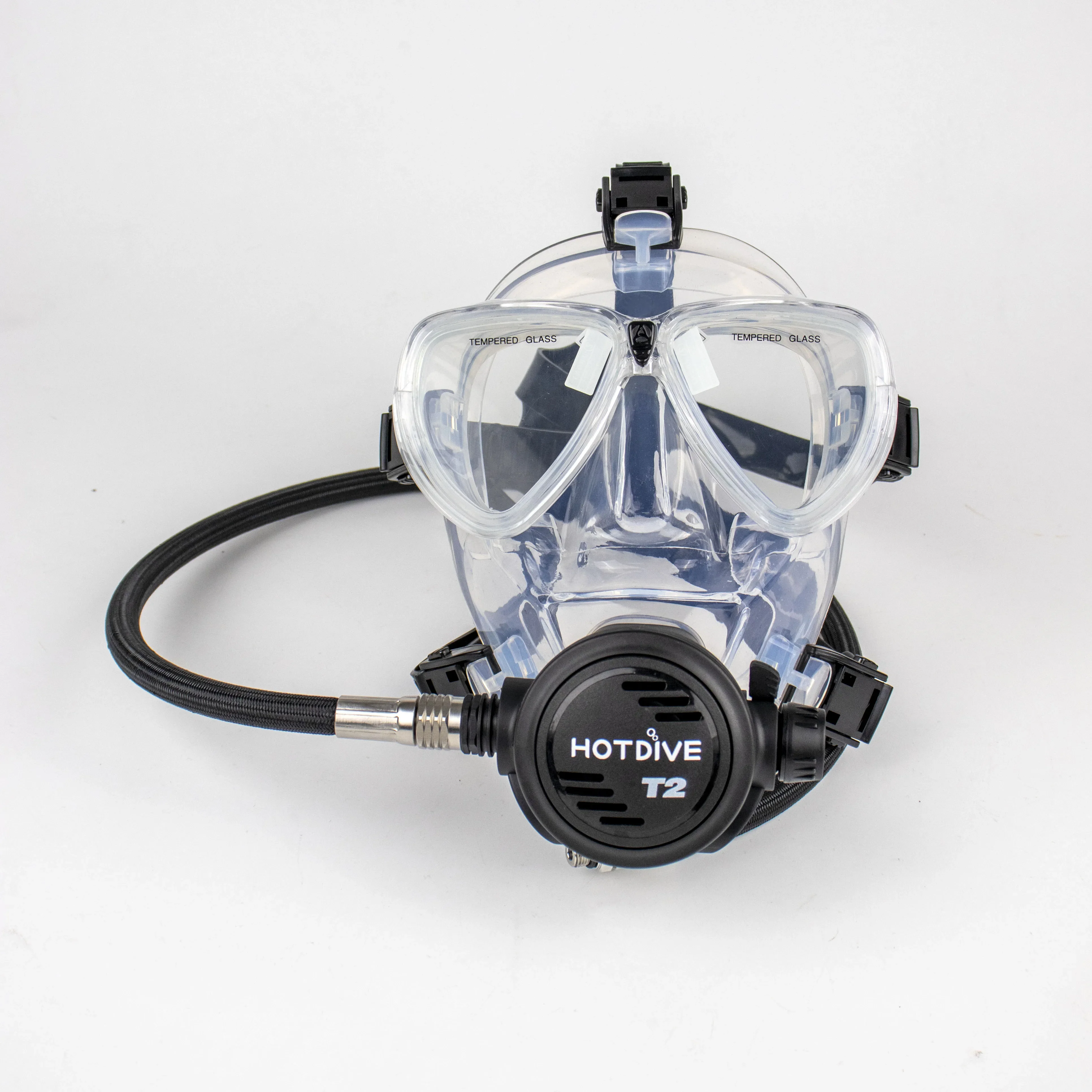 Anti Fog Silicone Dive Equipment Tempered Glass Full Face Diving Mask Scuba Diving Mask with Second Stage and Waterproof Case