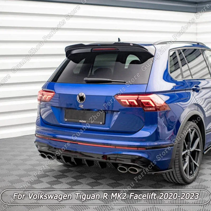 

Car Rear Bumper Lip Spoiler Chassis Diffuser Body Kits Tuning Gloss Black For Volkswagen Tiguan R MK2 Facelift 2020-2023 ABS