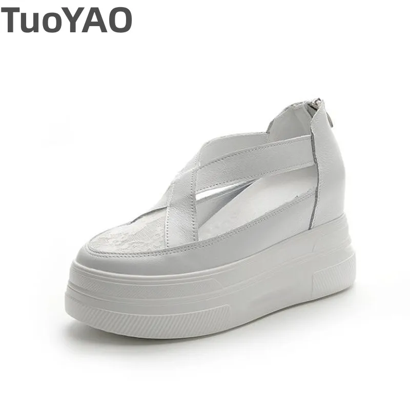 

10cm Genuine Leather Glitter Platform Slippers Women Summer Shoes Wedge Sandals Slides Zipper Shoes Sneakers Slip on Slipper